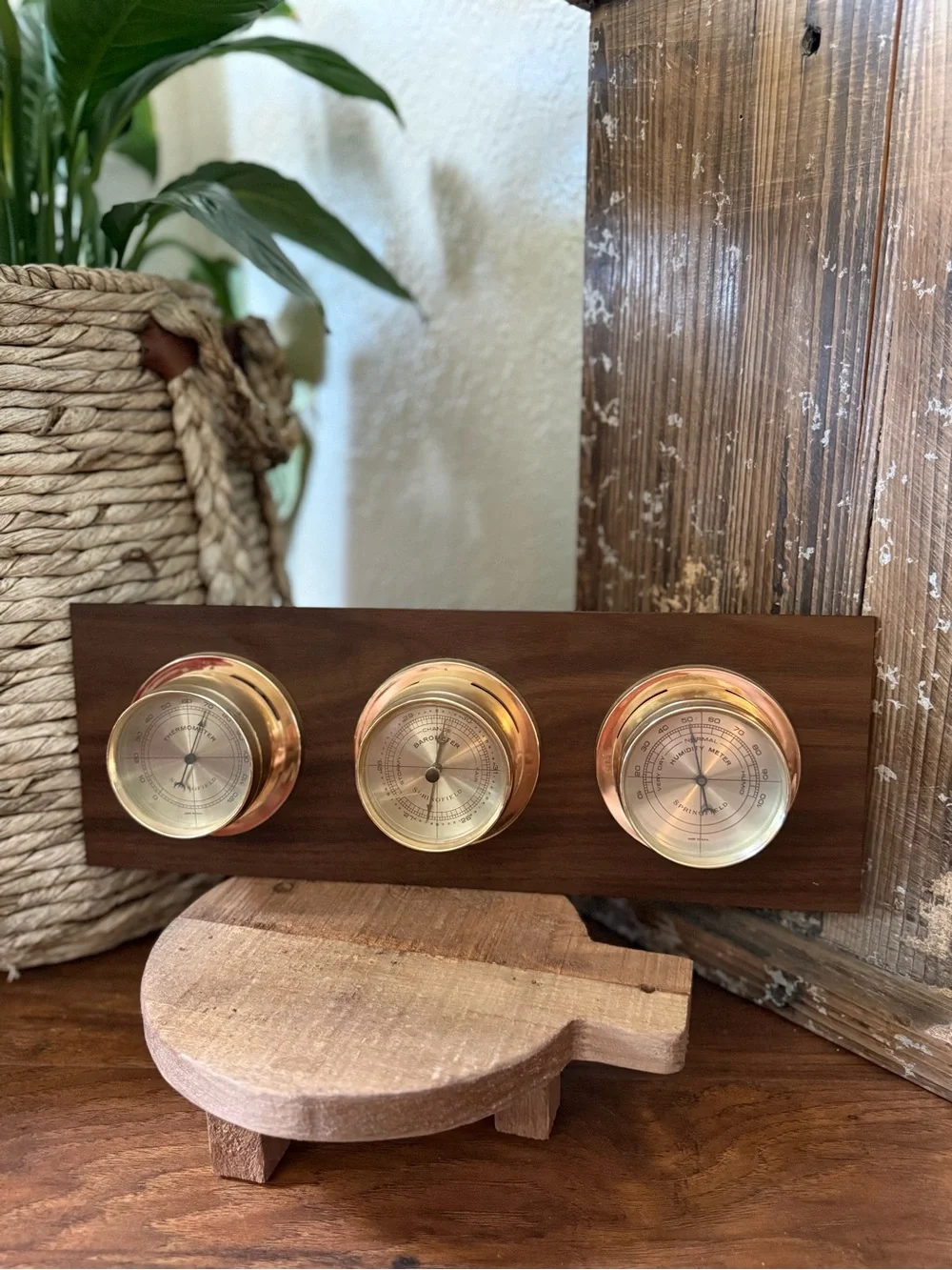 Vintage Springfield Weather Station: Thermometer Barometer Humidity Made In USA